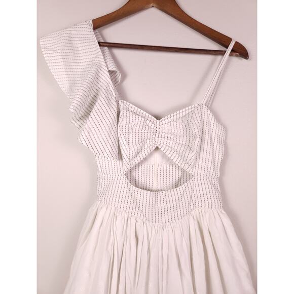 Tularosa Off White One Shoulder Cutout Eyelet Boho Mini Dress XXS - Picture 9 of 12